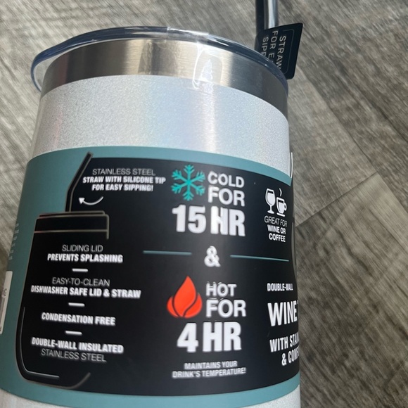 TAL Insulated Wine Tumbler with Straw - white - Picture 3 of 5